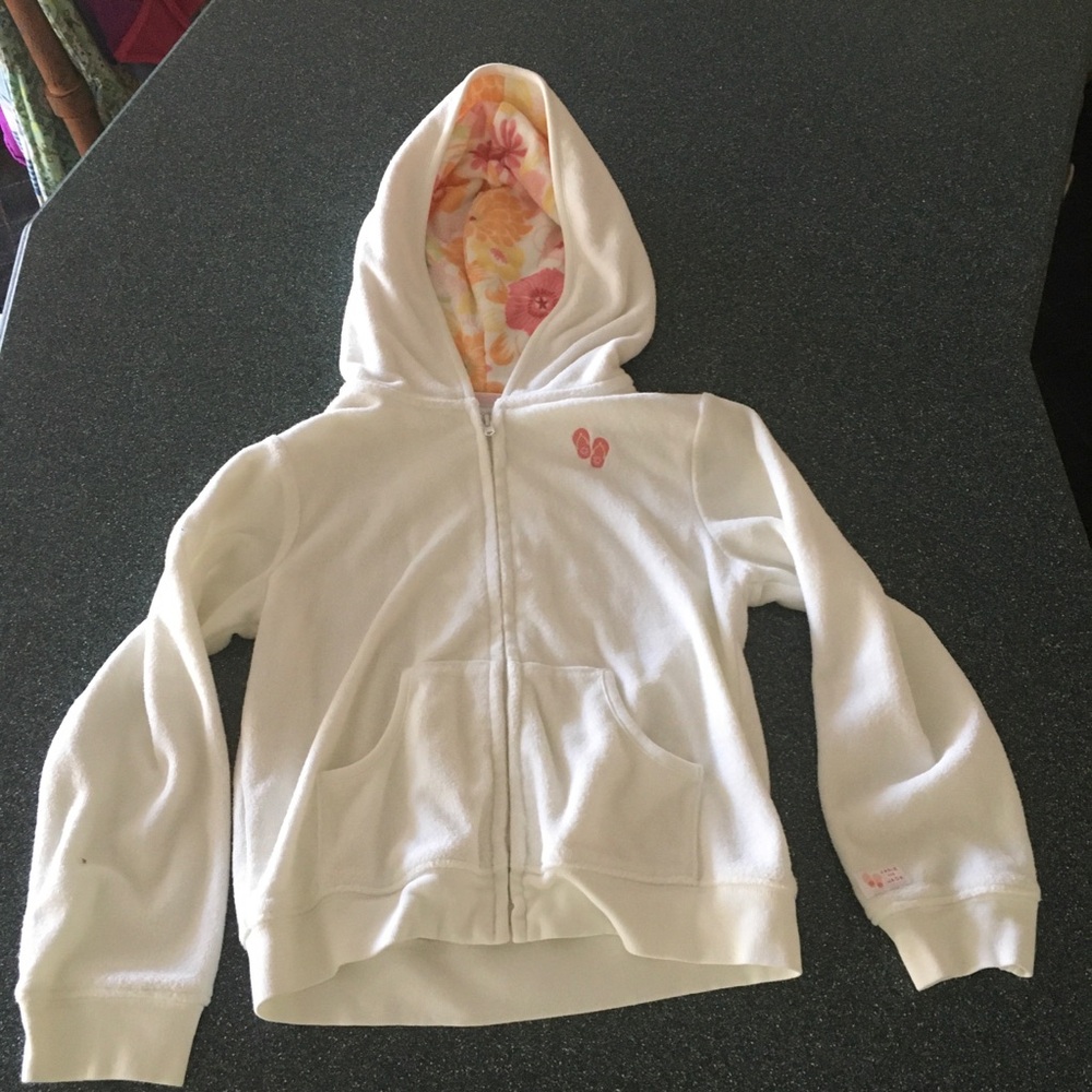 Kids White Hoodie with flip flop Detail Janie & Jack white pink orange floral G6